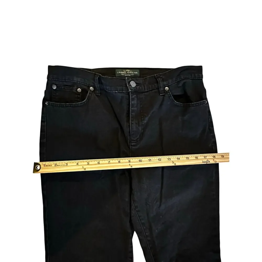 Lauren Ralph Lauren Women’s Black Jeans Size 12 Petite Stretch Wide Leg Denim_5